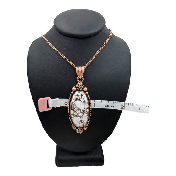 Natural White Horse Jasper Copper Pendant 22 inch Necklace Handmade Artisan - Picture 7 of 8